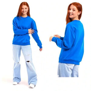 EVERLAST SPORT* Plain Cotton Crew-Neck Royal Blue Sweatshirt Size XL